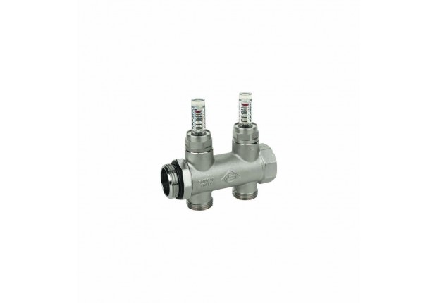 Колектор месинг 1"х3/4" EURO-2 извода с дебитомер