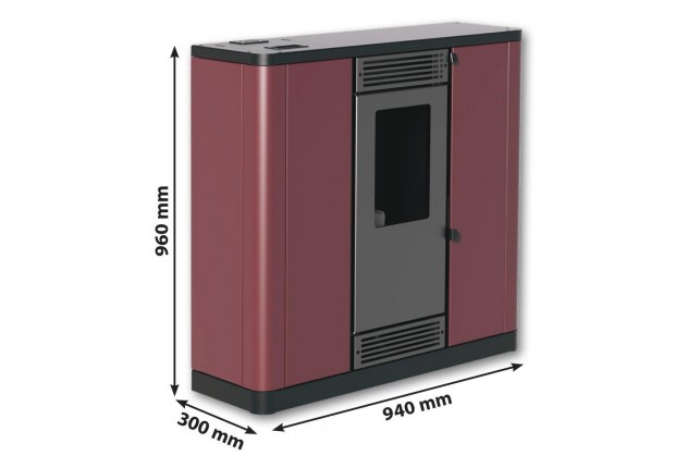 Камина пелетна "Aurora Slim" 8 kW - въздушна канална ( 1 въздуховод )